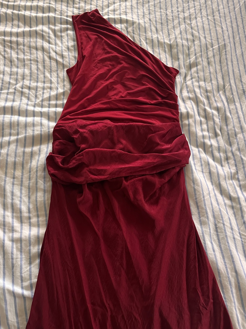 SHOWPO ASTRID MIDI DRESS One-Shoulder Burgundy Evening Dress NWT - Picture 10 of 12